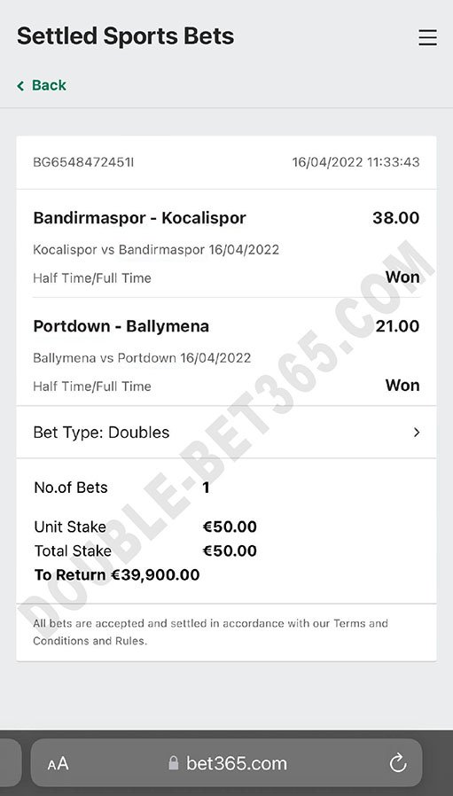 DOUBLE BETS TODAY 100% SAFE