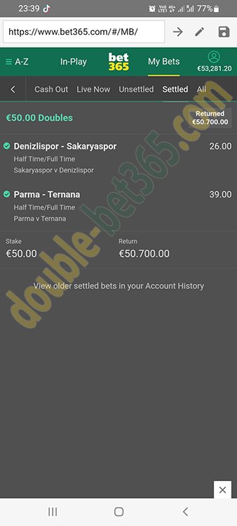 double bet365 tips today